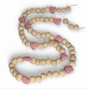 Pink Felt Wool Heart and Cream Valentine's Day Garland